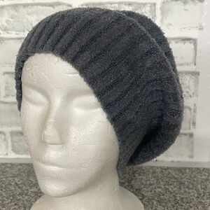 Shadow blue Barefoot Dreams ribbed beanie winter hat